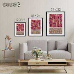 "Artery8 Flowers Pheasants Foxes Patterns Framed Canvas Wall Art Print Verneuil - Size: W12"" x H16""" - thumbnail 4