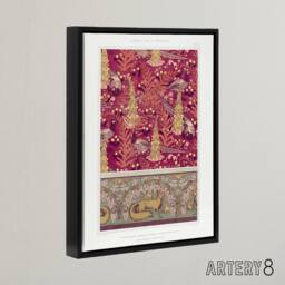"Artery8 Flowers Pheasants Foxes Patterns Framed Canvas Wall Art Print Verneuil - Size: W12"" x H16""" - thumbnail 2