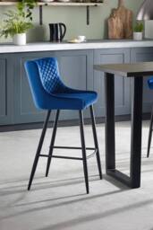 Julian Bowen Luxe Diamond Quilted Upholstered Bar Stool in Blue