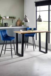Julian Bowen Luxe Diamond Quilted Upholstered Bar Stool in Blue - thumbnail 2