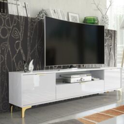 Goldline Gloss TV Unit 200cm - Sleek Full-Gloss Design in White or Black - thumbnail 1