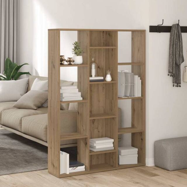 Berkfield Home Room Divider/Book Cabinet Artisan Oak 100x24x140 cm Engineered Wood in Brown - Size: 100 x 24 x 140 cm - image 1
