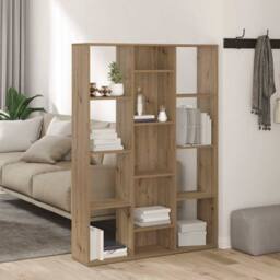 Berkfield Home Room Divider/Book Cabinet Artisan Oak 100x24x140 cm Engineered Wood in Brown - Size: 100 x 24 x 140 cm - thumbnail 1