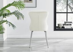 FurnitureboxUK Novara Round Glass Dining Table & 4 Nora Silver Leg Chairs in Cream - thumbnail 6