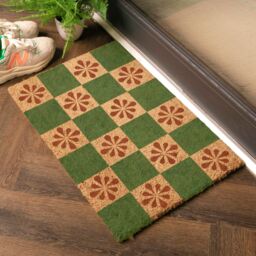 Artsy Mats Green Petal Checkerboard Coir Doormat (60 x 40cm) in Brown - Size: 40 cm x 60 cm - thumbnail 2