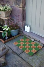 Artsy Mats Green Petal Checkerboard Coir Doormat (60 x 40cm) in Brown - Size: 40 cm x 60 cm - thumbnail 6