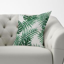 Warren Reed - Designer Watercolour Tropical Leaves Cushions in Green - Size: 60 cm x 60 cm - thumbnail 3