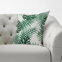Warren Reed - Designer Watercolour Tropical Leaves Cushions in Green - Size: 60 cm x 60 cm - thumbnail 2