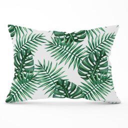 Warren Reed - Designer Watercolour Tropical Leaves Cushions in Green - Size: 60 cm x 60 cm - thumbnail 1