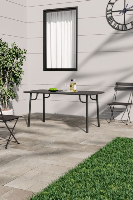 Living and Home Outdoor Garden Metal Dining Table in Black - image 1