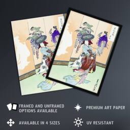 "Artery8 Dancing Woman Japanese Performer Retro Japan Wall Art Print Gekko - Size: W12"" x H16""" - thumbnail 2