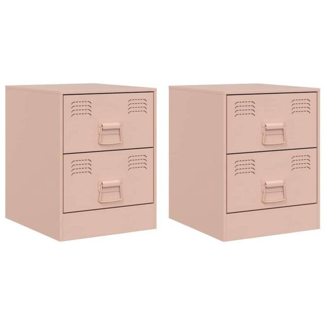 Berkfield Home Bedside Cabinets 2 pcs Pink 34.5x39x44 cm Steel - image 1