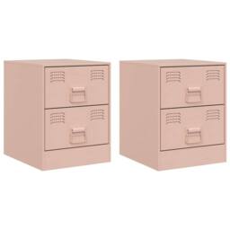 Berkfield Home Bedside Cabinets 2 pcs Pink 34.5x39x44 cm Steel