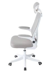 Living and Home Ergonomic Height-Adjustable Mesh Office Chair with Headrest and Flip-Up Armrests in White - thumbnail 4