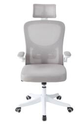 Living and Home Ergonomic Height-Adjustable Mesh Office Chair with Headrest and Flip-Up Armrests in White - thumbnail 2