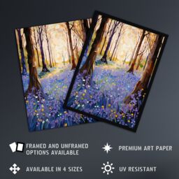 "Artery8 Majestic Bluebells In Spring Wood Carpet Of Purple Flowers Unframed Wall Art Print Poster Home Decor Premium - Size: W12"" x H16""" - thumbnail 2