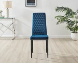 FurnitureboxUK Novara 100cm Round Dining Table & 4 Velvet Milan Black Leg Chairs in Navy - thumbnail 8