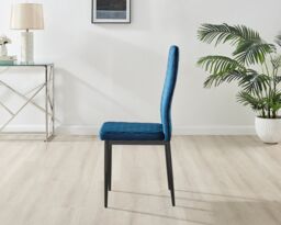 FurnitureboxUK Novara 100cm Round Dining Table & 4 Velvet Milan Black Leg Chairs in Navy - thumbnail 5