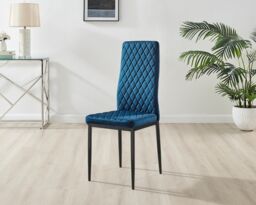 FurnitureboxUK Novara 100cm Round Dining Table & 4 Velvet Milan Black Leg Chairs in Navy - thumbnail 7