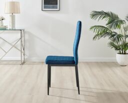 FurnitureboxUK Novara 100cm Round Dining Table & 4 Velvet Milan Black Leg Chairs in Navy - thumbnail 9