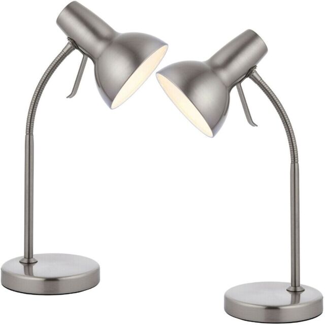 Loops 2 PACK - Adjustable Neck USB Desk Lamp Satin Nickel Metal Shade Table Work Light in Metallics - image 1