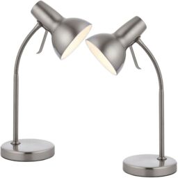 Loops 2 PACK - Adjustable Neck USB Desk Lamp Satin Nickel Metal Shade Table Work Light in Metallics - thumbnail 1