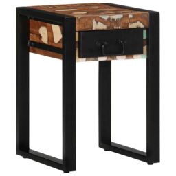 Berkfield Home Side Table Multicolour 35x35x50 cm Solid Wood Reclaimed - Size: 35 x 35 x 50 cm