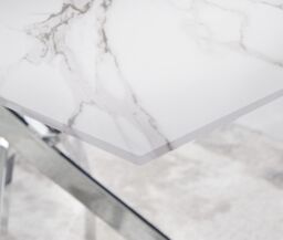 FurnitureboxUK Leonardo White Glass Marble Effect Silver Leg Table & 4 Velvet Milan Silver Leg Chairs in Black - thumbnail 4