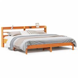 Berkfield Home Bed Frame without Mattress Wax Brown 180x200 cm Super King Solid Wood Pine - thumbnail 2