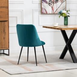 Artemis Home Morandi Velvet Dining Chairs - Set of 2 in Teal - thumbnail 4