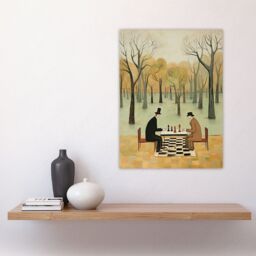 "Artery8 Chess In The Park Whimsical Chess Game Pastel Colour Artwork Large Wall Unframed Art Poster Print Thick Paper 18X24 Inch - Size: W18"" x H24""" - thumbnail 4