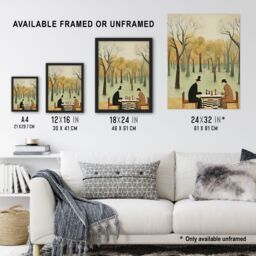 "Artery8 Chess In The Park Whimsical Chess Game Pastel Colour Artwork Large Wall Unframed Art Poster Print Thick Paper 18X24 Inch - Size: W18"" x H24""" - thumbnail 3