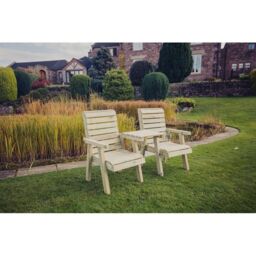 Churnet Valley Garden Furniture Ltd Clover Love Seat w/Tray - Min Assembly Required - Set of Cushions Inc in Brown - thumbnail 7