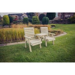 Churnet Valley Garden Furniture Ltd Clover Love Seat w/Tray - Min Assembly Required - Set of Cushions Inc in Brown - thumbnail 6