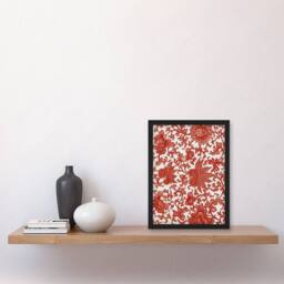 Artery8 Owen Jones Ornamental Flower Pattern in Red Framed Wall Art Print - Size: A4 - thumbnail 4