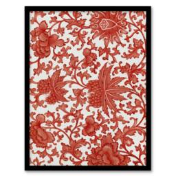 Artery8 Owen Jones Ornamental Flower Pattern in Red Framed Wall Art Print - Size: A4 - thumbnail 1