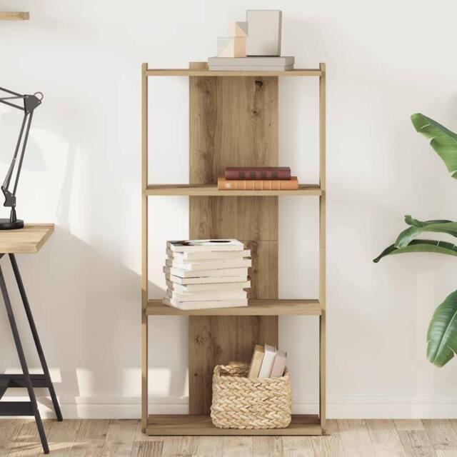 Berkfield Home Beautiful Bookcase 3-Tier Artisan Oak 60x30x120 cm Engineered Wood in Brown - Size: 60 x 30 x 120 cm - image 1