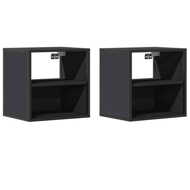 Berkfield Home Wall-mounted Bedside Cabinets 2 pcs Black 40x31x39.5 cm - image 1