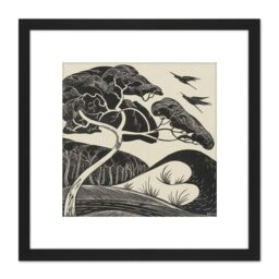 Artery8 Bernard Essers Dune Landscape Graphic Art 8X8 Inch Square Wooden Framed Wall Art Print Picture with Mount in Black - thumbnail 1