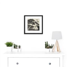 Artery8 Bernard Essers Dune Landscape Graphic Art 8X8 Inch Square Wooden Framed Wall Art Print Picture with Mount in Black - thumbnail 2