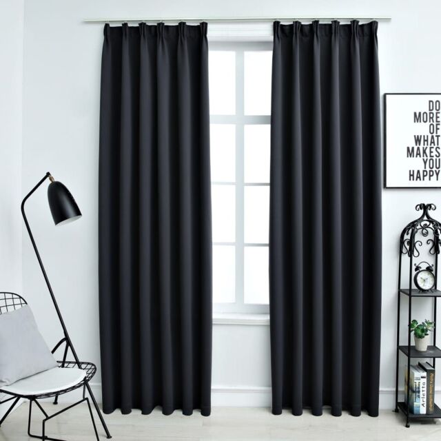 Berkfield Home Blackout Curtains with Hooks 2 pcs Black 140x245 cm - image 1