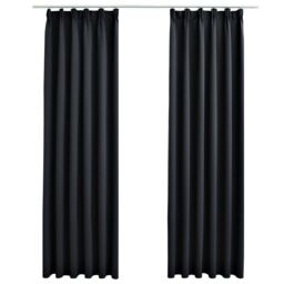 Berkfield Home Blackout Curtains with Hooks 2 pcs Black 140x245 cm - thumbnail 2