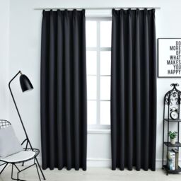 Berkfield Home Blackout Curtains with Hooks 2 pcs Black 140x245 cm