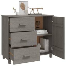 Berkfield Home Sideboard HAMAR Light Grey 90x40x80 cm Solid Pinewood - Size: 90 x 40 x 80 cm - thumbnail 6