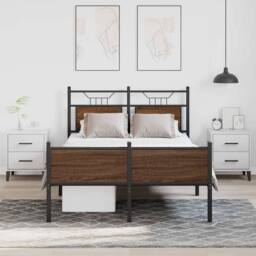 Berkfield Home Durable Bed Frame without Mattress Brown Oak 120x200 cm Engineere - Size: Small Double - thumbnail 4