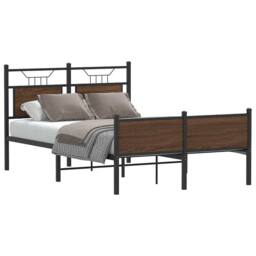 Berkfield Home Durable Bed Frame without Mattress Brown Oak 120x200 cm Engineere - Size: Small Double - thumbnail 2