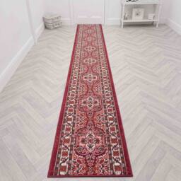 runrug Hallway Carpet Runner Rug - Soft & Comfy, 9mm - 'Senneh' in Red - Size: 60 cm x 150 cm - thumbnail 7
