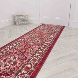 runrug Hallway Carpet Runner Rug - Soft & Comfy, 9mm - 'Senneh' in Red - Size: 60 cm x 150 cm - thumbnail 4