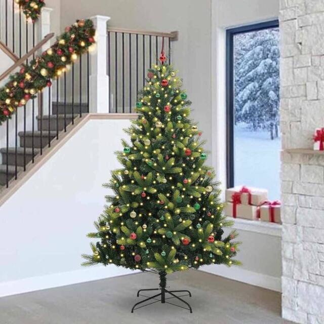 Berkfield Home Artificial Hinged Christmas Tree 300 LEDs Green 240 cm - image 1