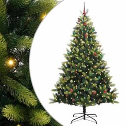 Berkfield Home Artificial Hinged Christmas Tree 300 LEDs Green 240 cm - thumbnail 2